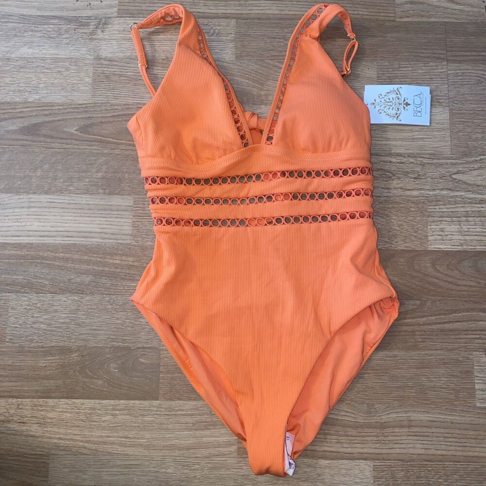 Becca Women's Modern Edge Ribbed Swimsuit Size Small NWT $148 - Picture 4 of 9